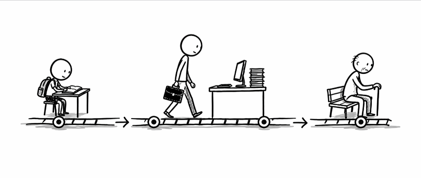 Ilustracao sobre a ideia de um caminho de vida unico