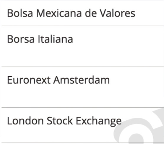 Screenshot da escolha de uma bolsa com liquidez para um ETF no JustETF